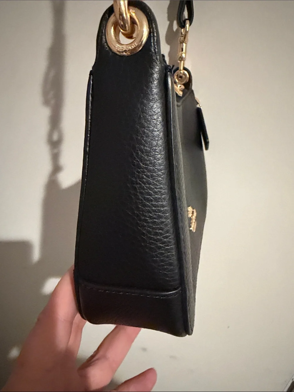 Coach Black Pebbled Leather Mini Crossbody with Gold Hardware